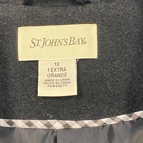 Women’s St. John's Bay Black Double-Breasted Pea Coat 1X - Picture 5 of 9